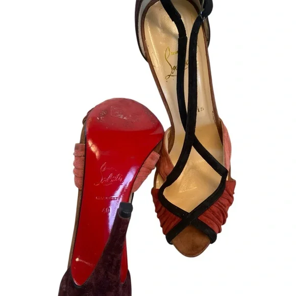 Christian Louboutin Velvet & Suede Colorblock Heels – Size 40 – Rare & Elegant ✨ - Picture 10 of 11
